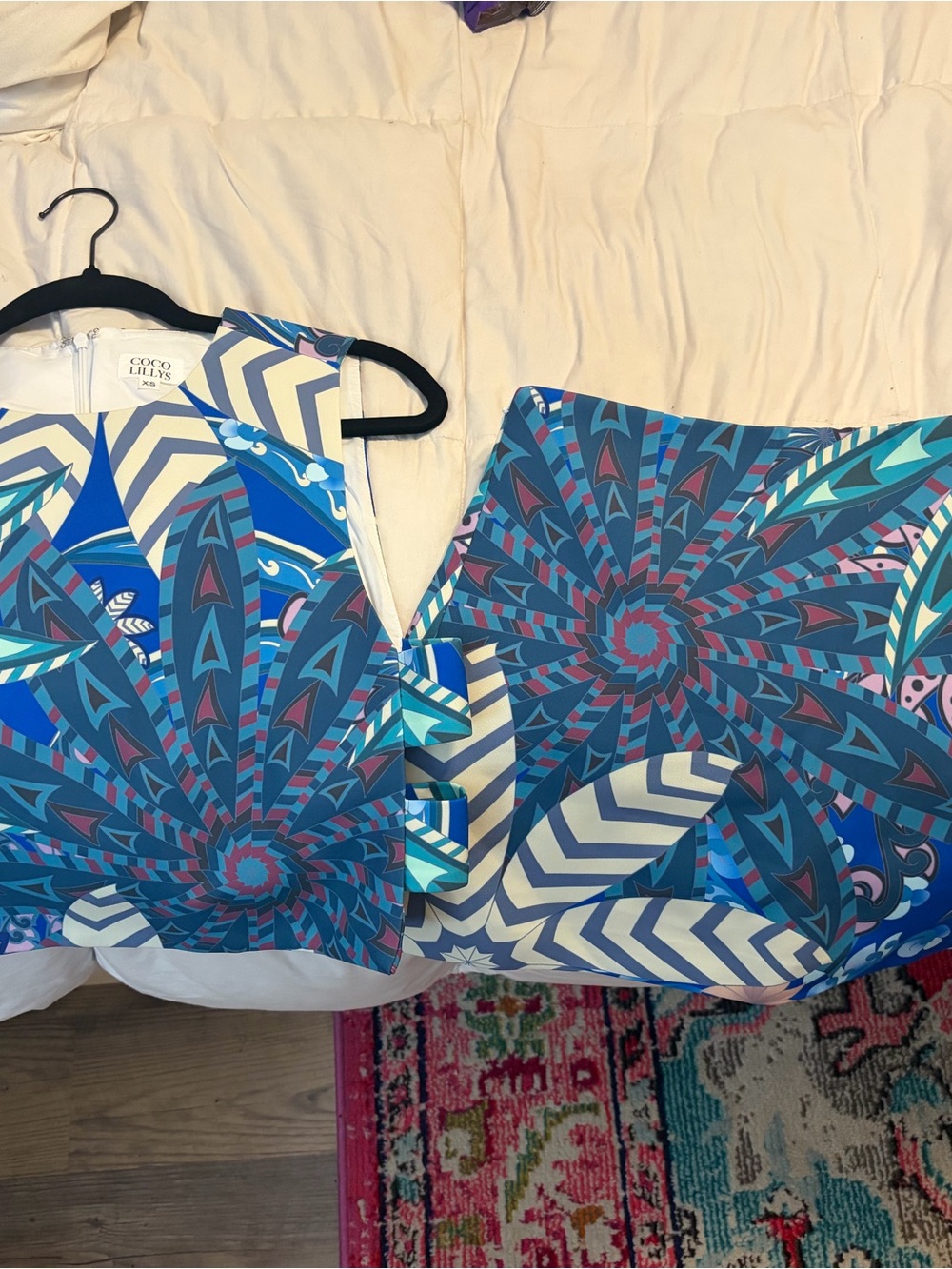 Blue Geometric Crop Top